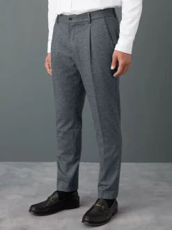 Formele Broek|Next - Slim fit getextureerde broek met elastische achterkant en stretchy Blauw