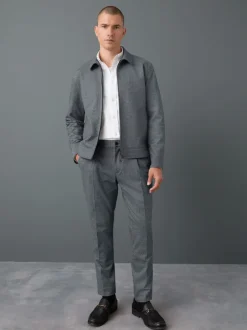Formele Broek|Next - Slim fit getextureerde broek met elastische achterkant en stretchy Blauw