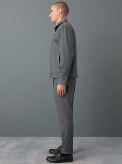 Formele Broek|Next - Slim fit getextureerde broek met elastische achterkant en stretchy Blauw