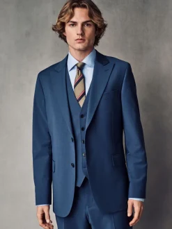 Pakken|Next - Slim fit Jack van wol Blend Motionflex Pak Blauw