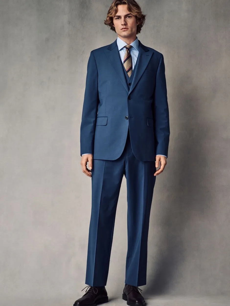 Pakken|Next - Slim fit Jack van wol Blend Motionflex Pak Blauw