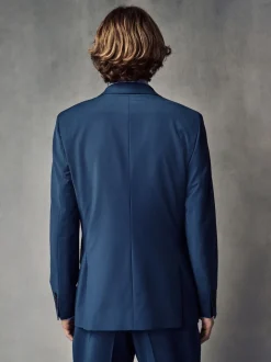 Pakken|Next - Slim fit Jack van wol Blend Motionflex Pak Blauw