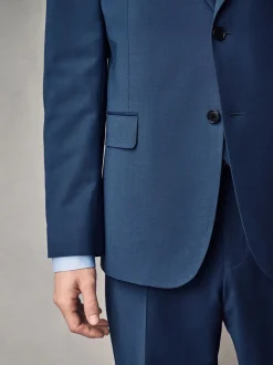 Pakken|Next - Slim fit Jack van wol Blend Motionflex Pak Blauw