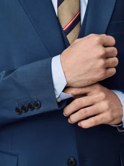 Pakken|Next - Slim fit Jack van wol Blend Motionflex Pak Blauw