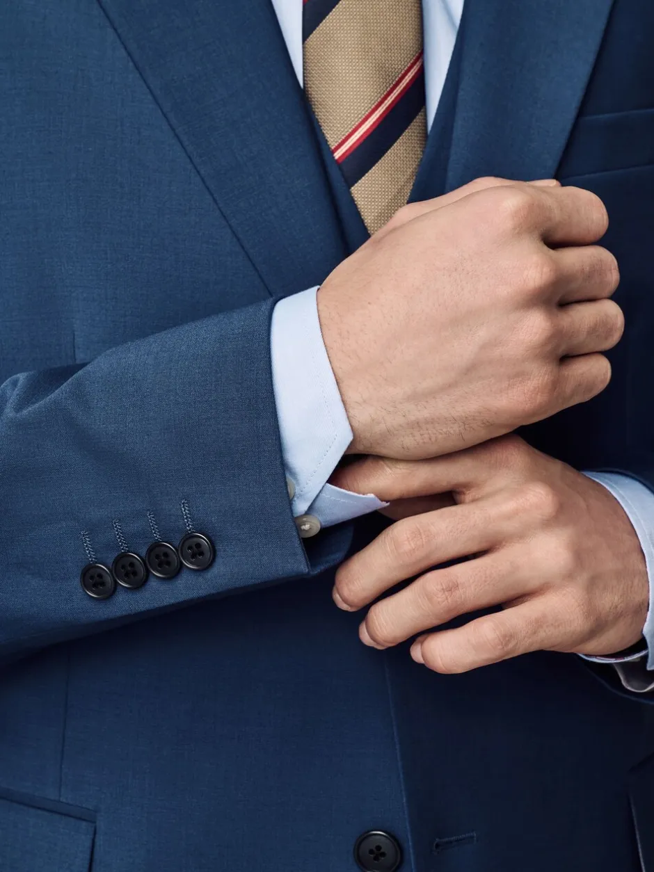 Pakken|Next - Slim fit Jack van wol Blend Motionflex Pak Blauw