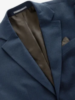 Pakken|Next Blauw - Slim Fit Textured Flannel Suit Jacket