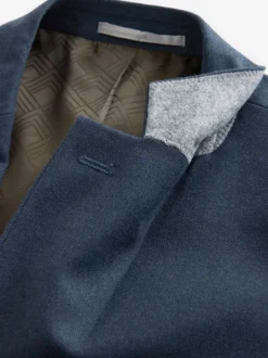 Pakken|Next Blauw - Slim Fit Textured Flannel Suit Jacket
