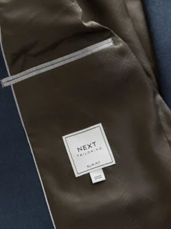 Pakken|Next Blauw - Slim Fit Textured Flannel Suit Jacket