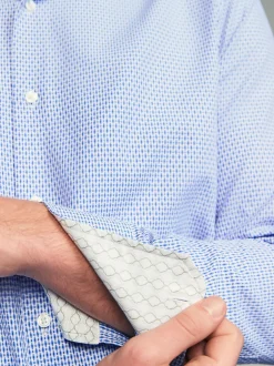 Formele Overhemden*Next Blauw - Smart Cotton Rich Trimmed Textured Shirt