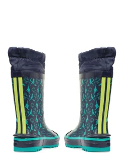 Laarzen*Start Rite - - Little Puddle - Regenlaarzen met dinosaurus en gestrikte bovenkant Blauw
