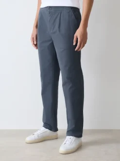 Broeken En Chino's|Next - Straight fit - Pleated Stretch Chinos Trousers With Elasticated Waist Blauw