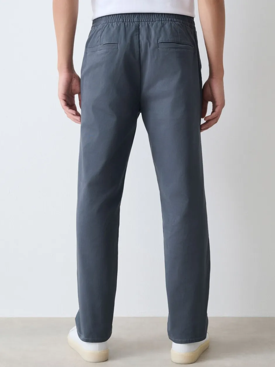 Broeken En Chino's|Next - Straight fit - Pleated Stretch Chinos Trousers With Elasticated Waist Blauw