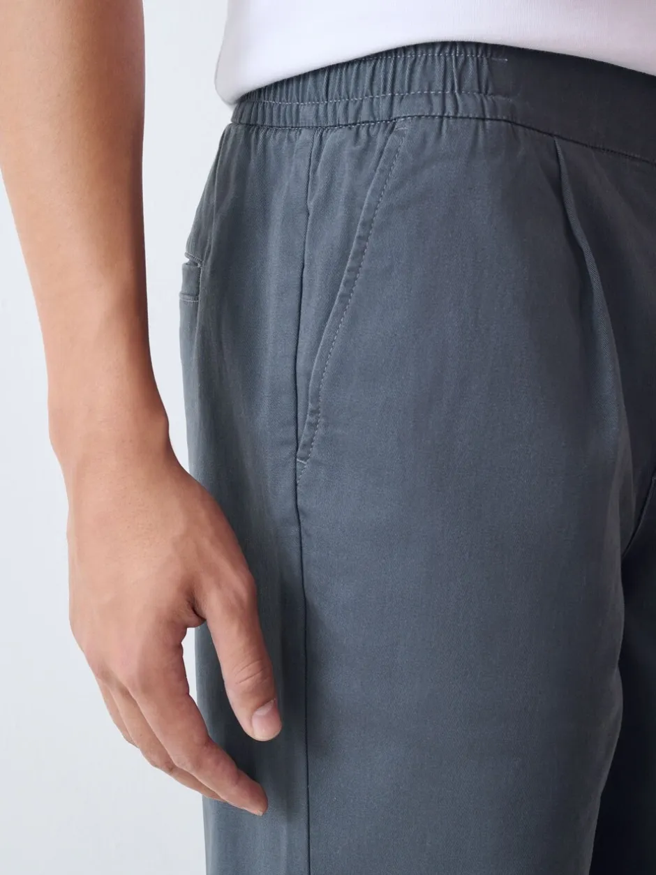 Broeken En Chino's|Next - Straight fit - Pleated Stretch Chinos Trousers With Elasticated Waist Blauw