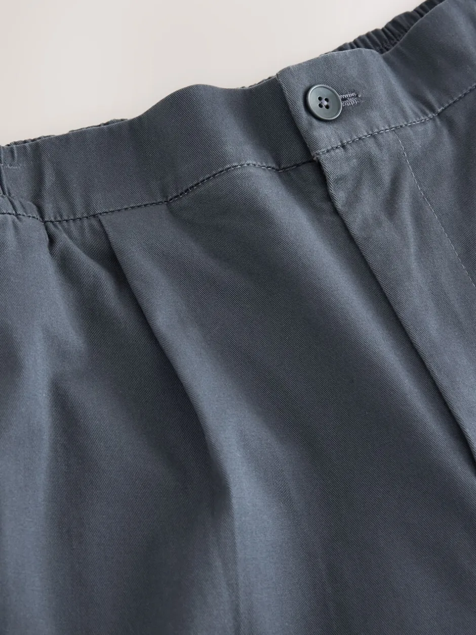 Broeken En Chino's|Next - Straight fit - Pleated Stretch Chinos Trousers With Elasticated Waist Blauw