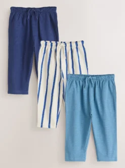 Jeans En Joggingbroeken*Next - Stripe Joggers 3 Pack (3mths-7yrs) Blauw