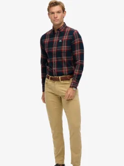 Shirts|Superdry Blauw - houthakkersoverhemd van katoen, met lange mouwen