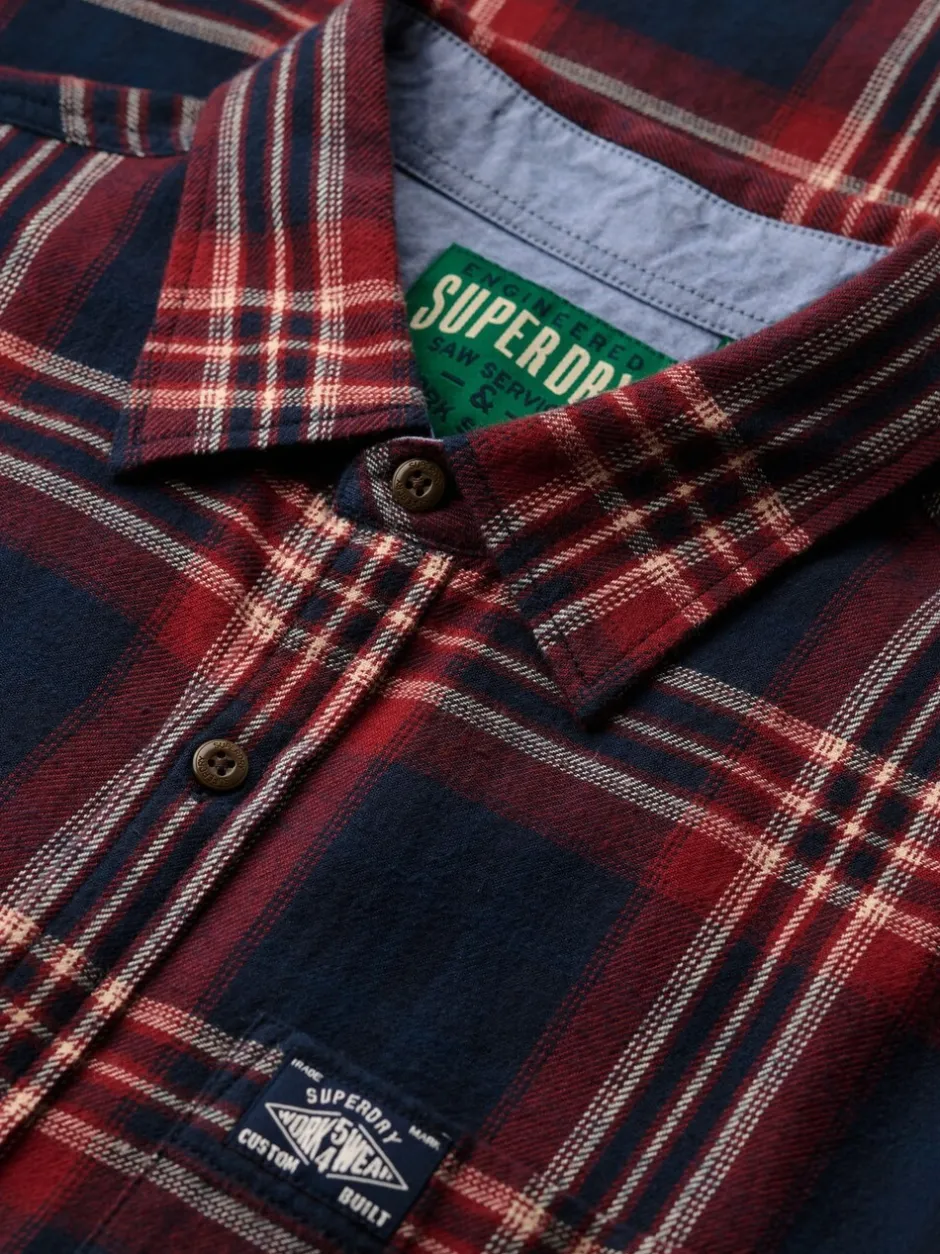Shirts|Superdry Blauw - houthakkersoverhemd van katoen, met lange mouwen