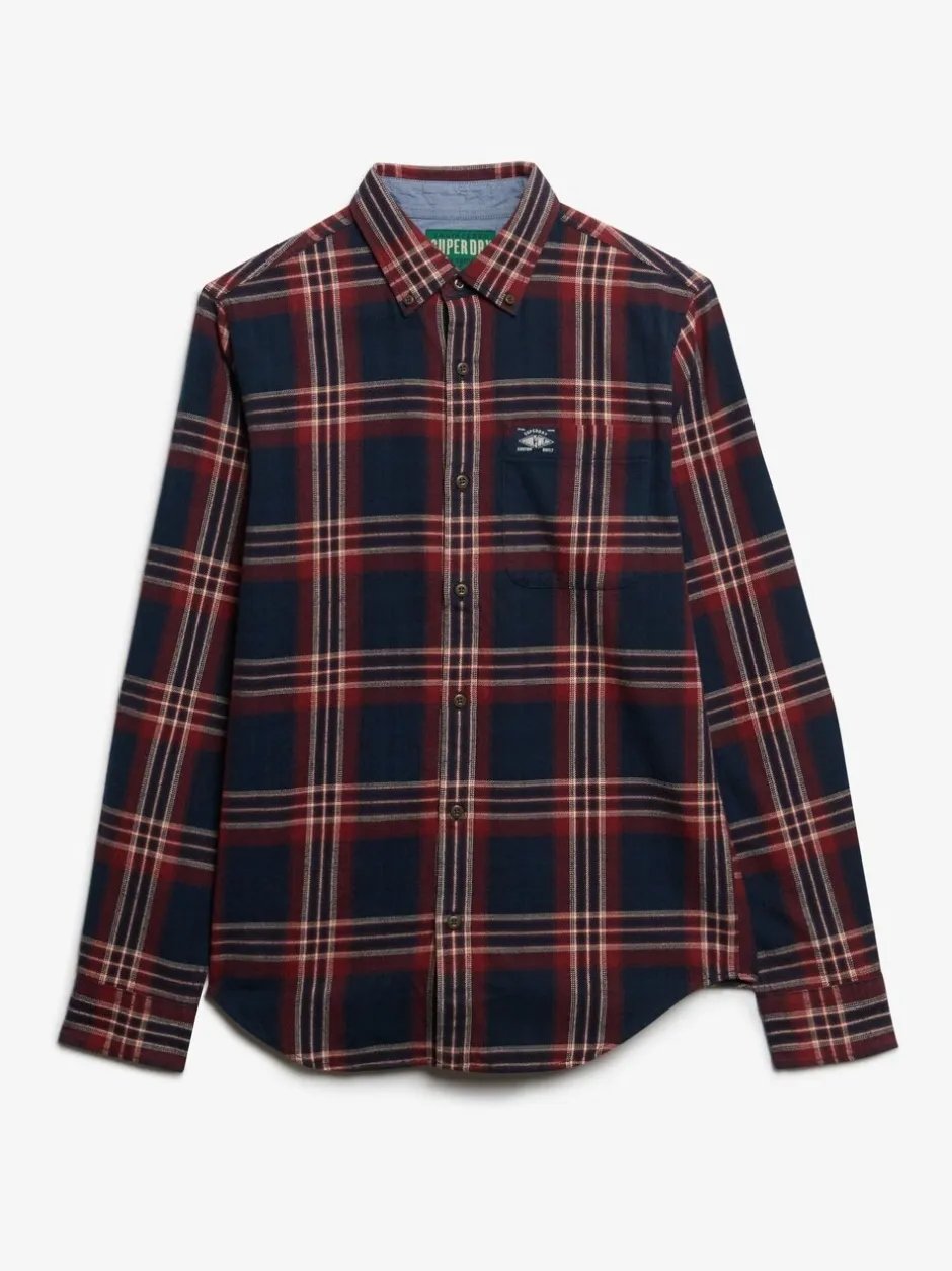 Shirts|Superdry Blauw - houthakkersoverhemd van katoen, met lange mouwen