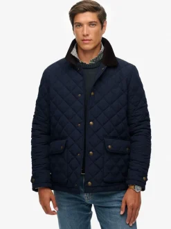 Jassen En Jacks|Superdry - Quilted Estate Coach Jacket Blauw