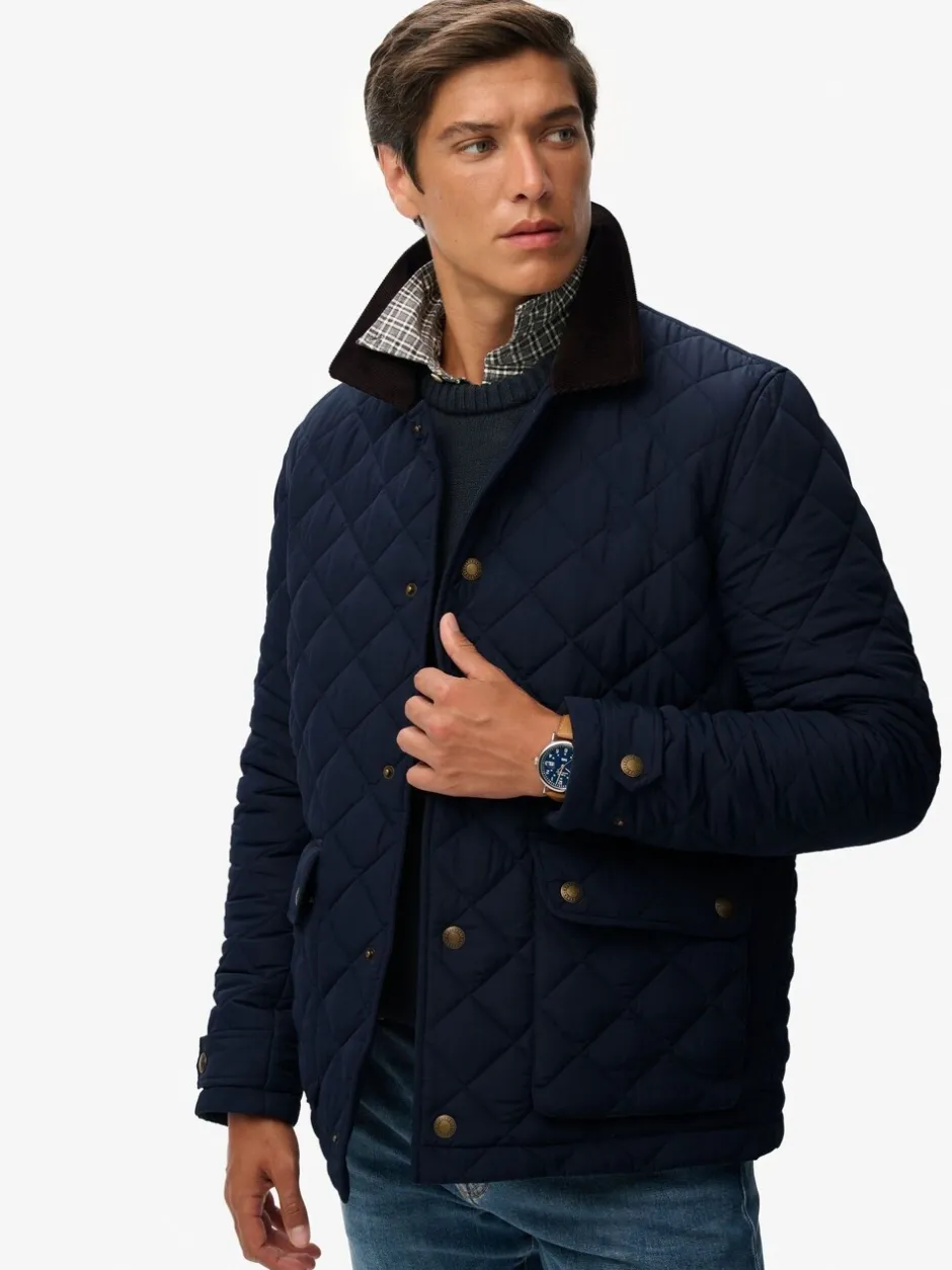 Jassen En Jacks|Superdry - Quilted Estate Coach Jacket Blauw