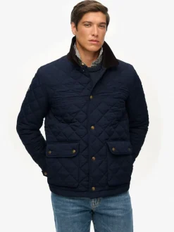 Jassen En Jacks|Superdry - Quilted Estate Coach Jacket Blauw