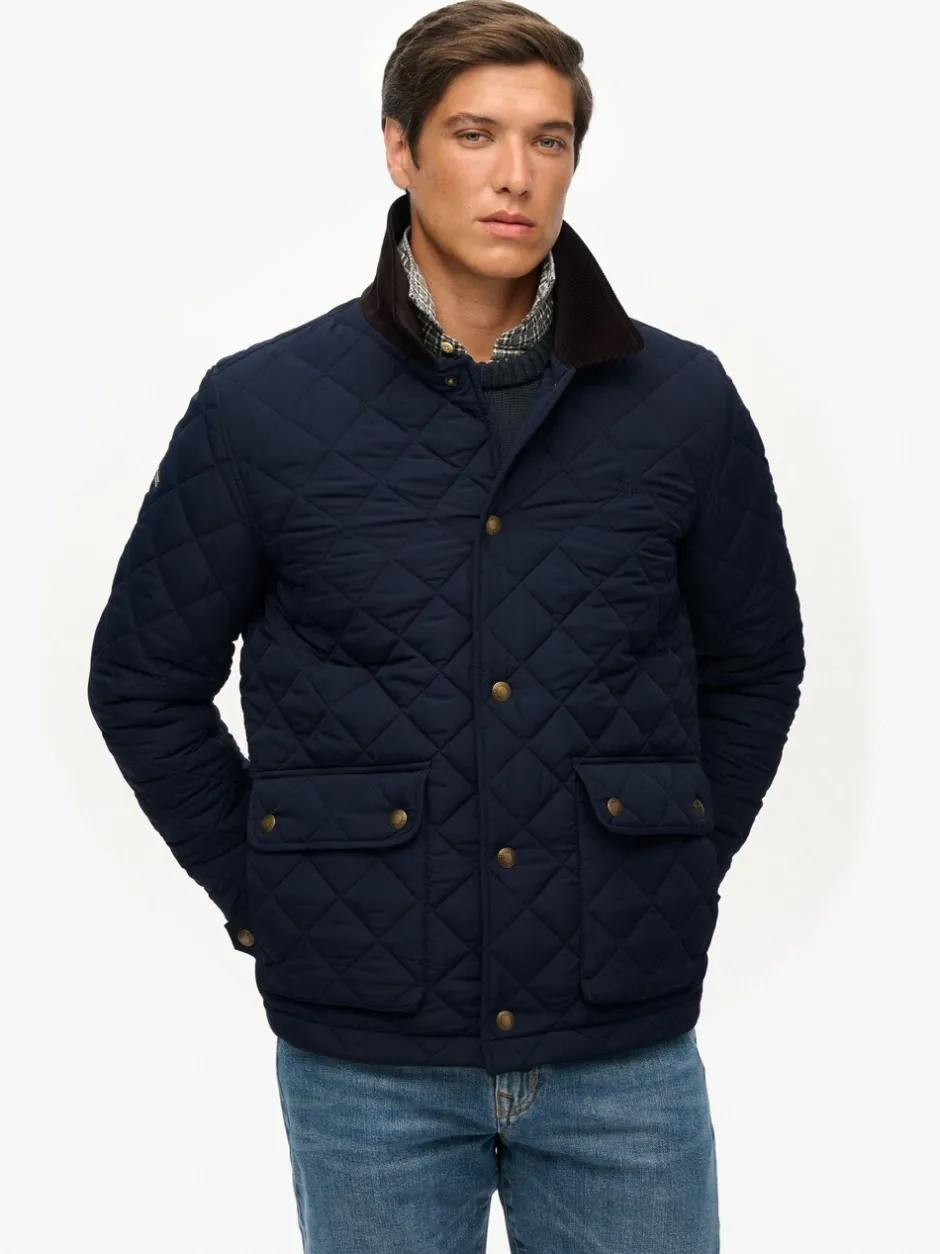 Jassen En Jacks|Superdry - Quilted Estate Coach Jacket Blauw
