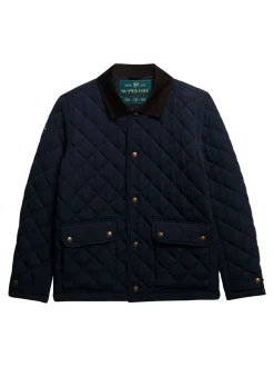 Jassen En Jacks|Superdry - Quilted Estate Coach Jacket Blauw