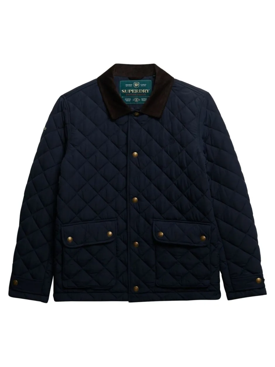 Jassen En Jacks|Superdry - Quilted Estate Coach Jacket Blauw