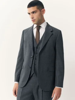 Pakken*Next - Tailored Fit Merino Wool Blend Suit Jacket Blauw