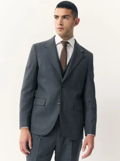 Pakken*Next - Tailored Fit Merino Wool Blend Suit Jacket Blauw
