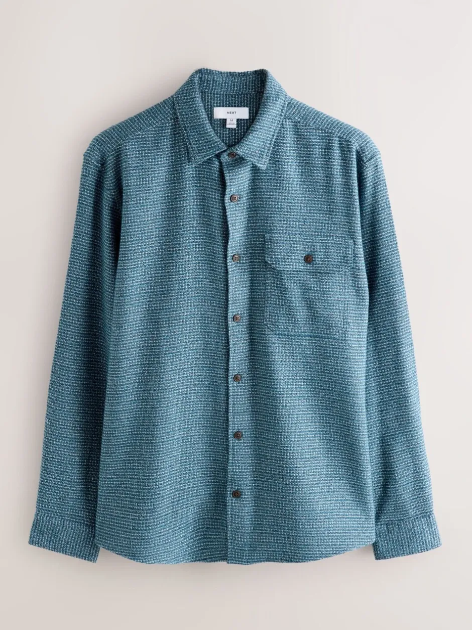 Shirts|Next - Textured Shacket Overshirt Blauw