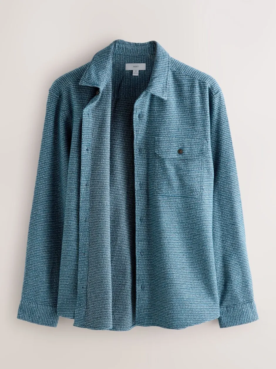 Shirts|Next - Textured Shacket Overshirt Blauw