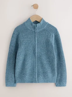 Truien En Breisels*Next - Textured Zip Through Knitted Cardigan (3-16yrs) Blauw