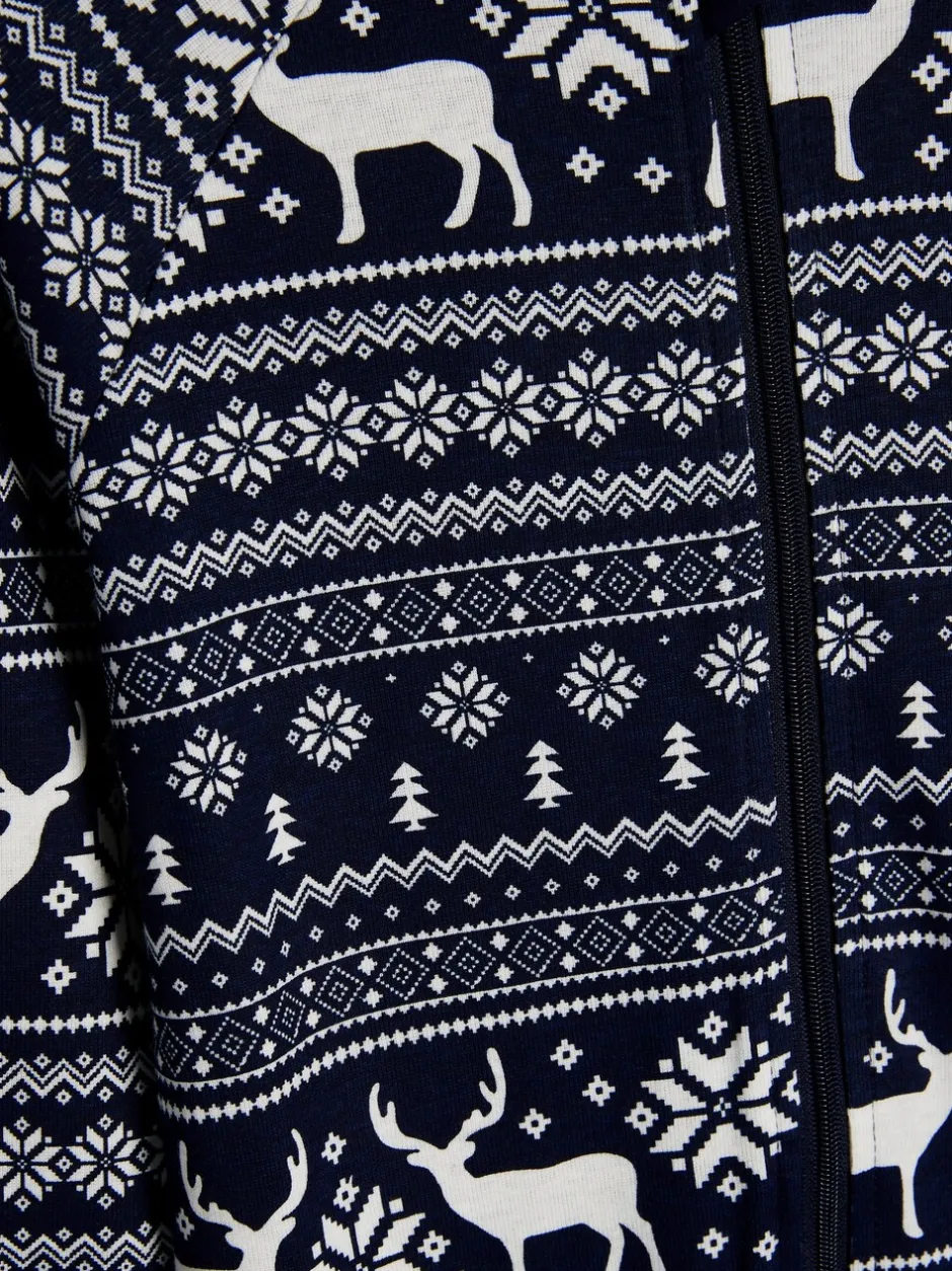 Nachtkleding En Pyjama's|Pyjama's|The Little Tailor - Kids Rendier kerstmis fair isle-patroon 100% katoen alles-in-één Blauw