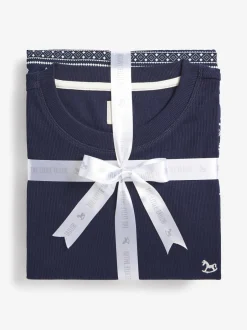 Pyjama's|Loungewear*The Little Tailor - kerstpyjama voor heren met rendier en fairisle-patroon Blauw