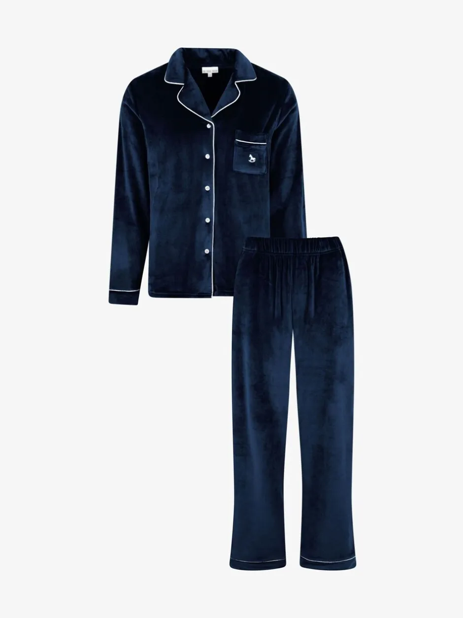 Pyjama's*The Little Tailor - luxe kerstpyjama van zacht aanvoelend velours Blauw