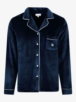 Pyjama's*The Little Tailor - luxe kerstpyjama van zacht aanvoelend velours Blauw