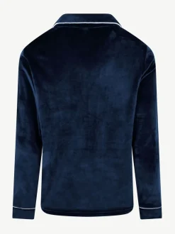 Pyjama's*The Little Tailor - luxe kerstpyjama van zacht aanvoelend velours Blauw