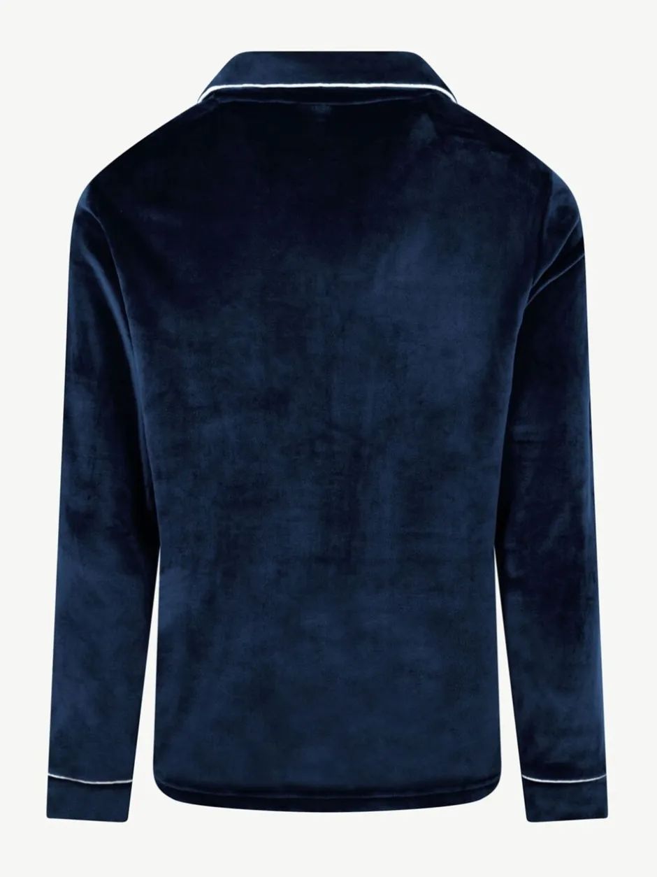 Pyjama's*The Little Tailor - luxe kerstpyjama van zacht aanvoelend velours Blauw