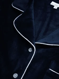 Pyjama's*The Little Tailor - luxe kerstpyjama van zacht aanvoelend velours Blauw