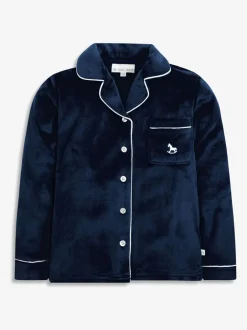 Nachtkleding En Pyjama's|Pyjama's*The Little Tailor - Luxe kerstpyjama voor kinderen van zacht aanvoelend velours Blauw