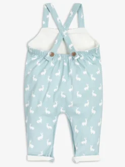 Tuinbroeken|The Little Tailor - - Baby tuinbroek van 100% katoen met konijnenprint Blauw