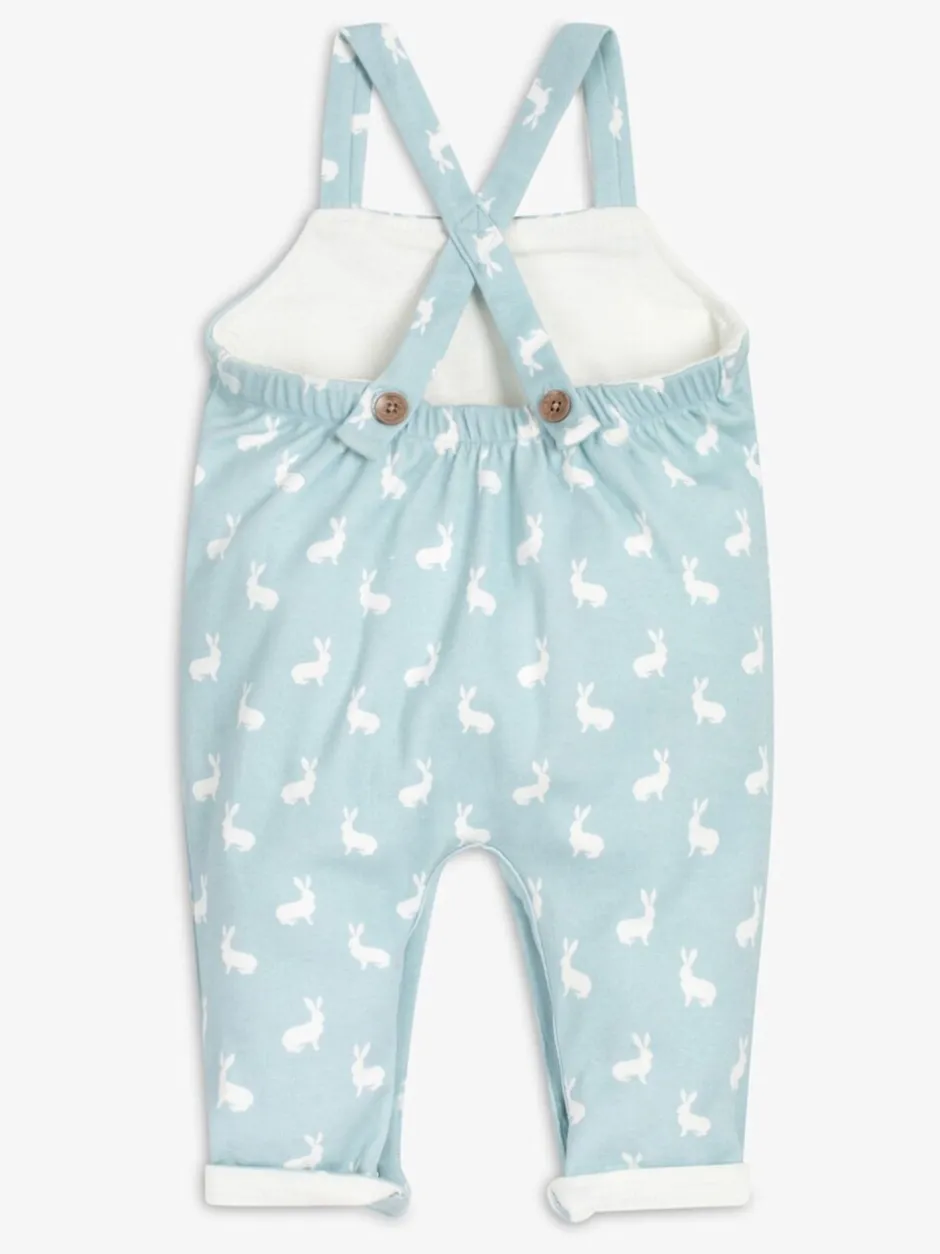 Tuinbroeken|The Little Tailor - - Baby tuinbroek van 100% katoen met konijnenprint Blauw