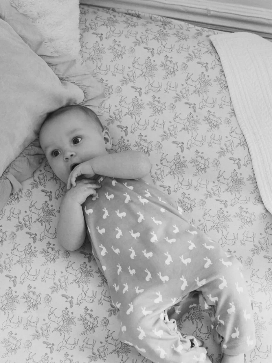 Tuinbroeken|The Little Tailor - - Baby tuinbroek van 100% katoen met konijnenprint Blauw