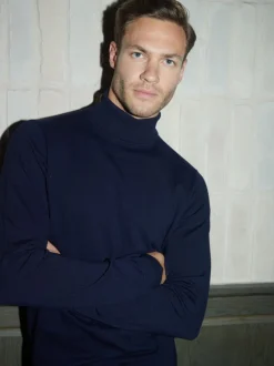 Gebreide Kleding|Threadbare - - Gebreide trui met rolkraag Blauw