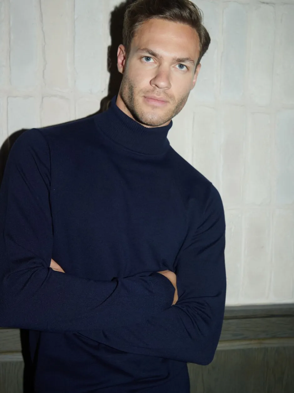 Gebreide Kleding|Threadbare - - Gebreide trui met rolkraag Blauw