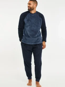 Pyjama's|Loungewear|Threadbare - Borg pyjamaset Blauw