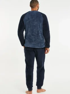Pyjama's|Loungewear|Threadbare - Borg pyjamaset Blauw