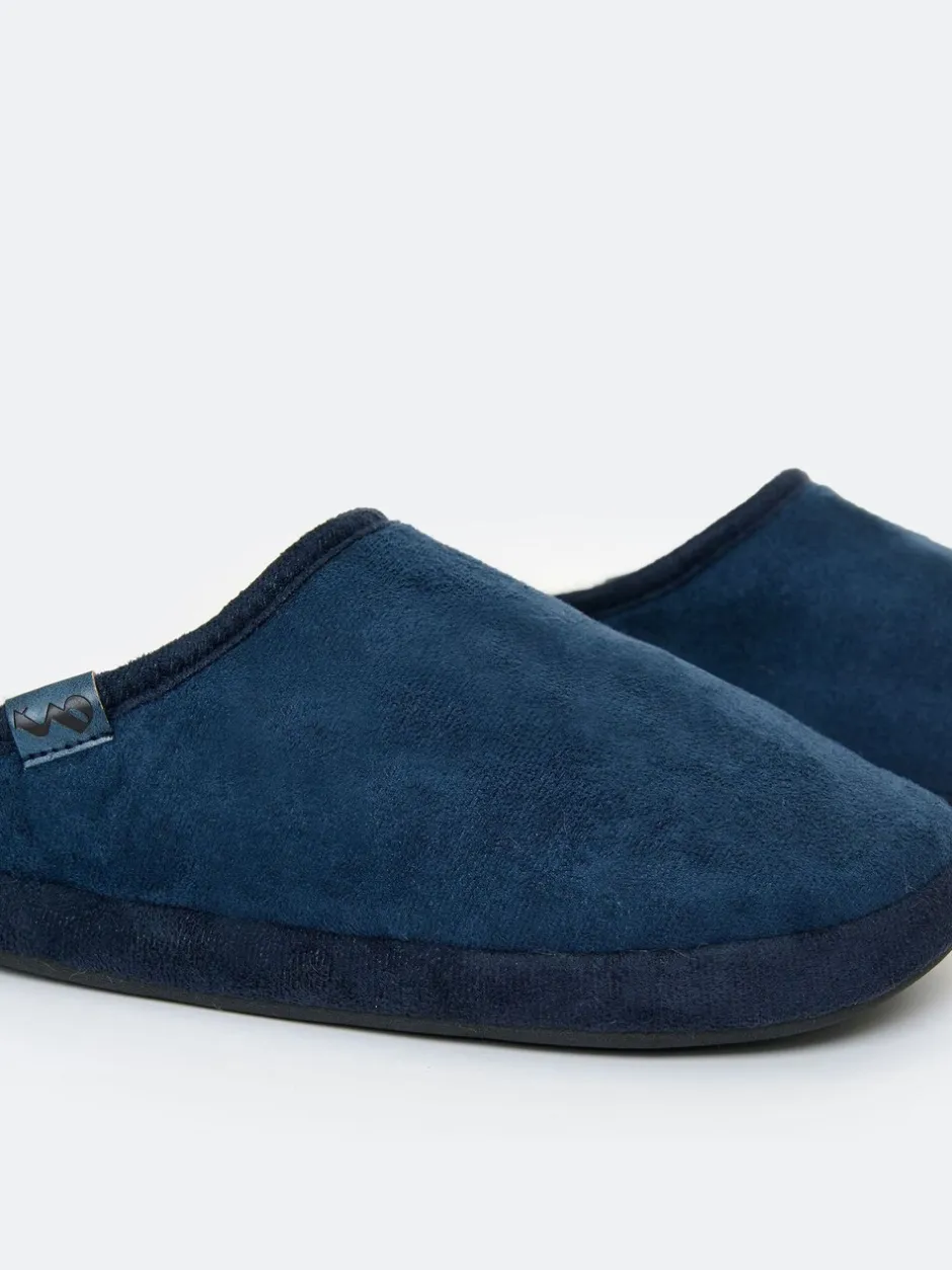 Pantoffels*Threadbare - Faux Suede Faux Fur Lined Mule Slippers Blauw