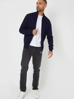 Gebreide Kleding*Threadbare - gebreid vest met rits en opstaande kraag Blauw